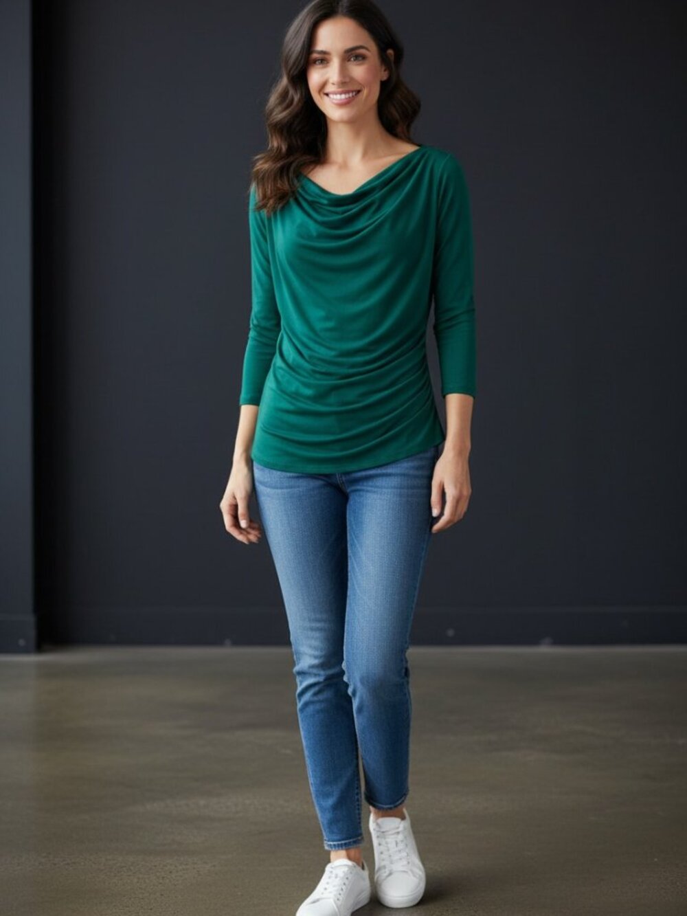 Joe Fresh Teal Jersey Scoop Neck Top